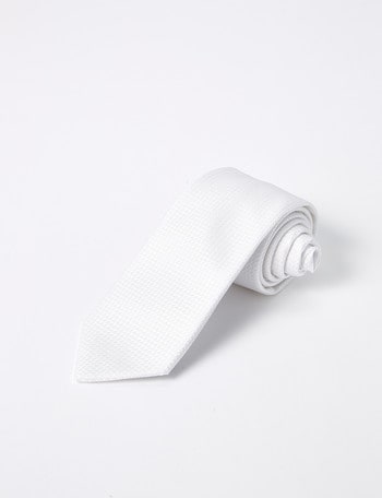 Laidlaw + Leeds Plain Texture Tie, 7cm, White product photo