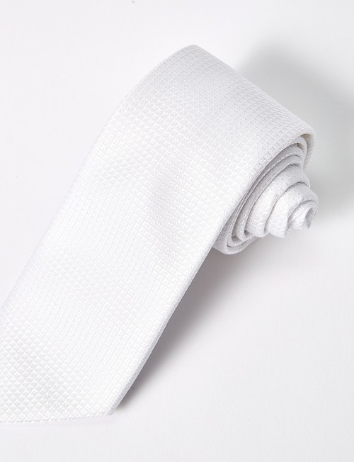 Laidlaw + Leeds Plain Texture Tie, 7cm, White product photo View 02 L
