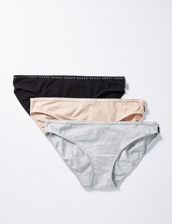 Bonds Hipster Bikini Brief, 3-Pack, Grey, Blush & Black product photo
