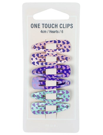 Mae One Touch Clips 4cm with Hearts, 6-pack product photo