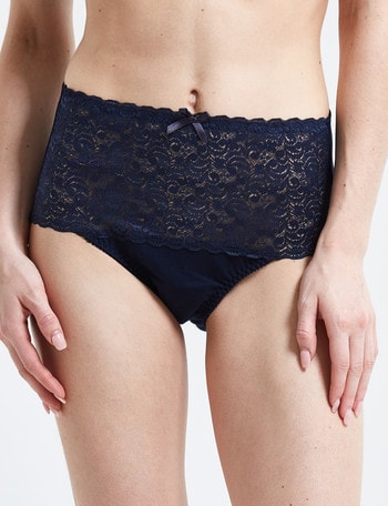 Lyric Cotton & Lace Top Full Brief, Navy product photo