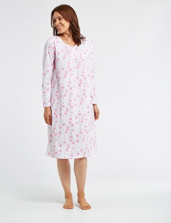 Ruby & Bloom Long Sleeve Nightie, Pink Pansy product photo