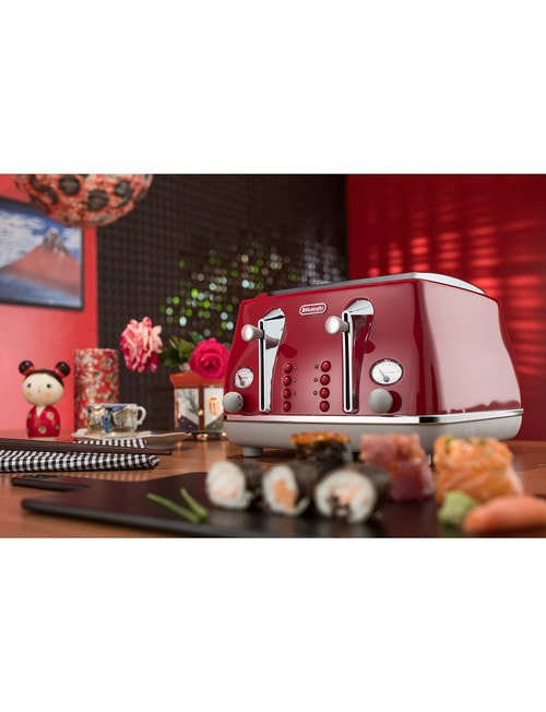 DeLonghi Icona Capitals 4 Slice Toaster, Red, CTOC4003R product photo View 03 L