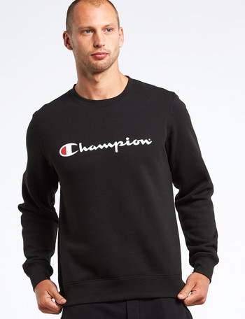 Champion Script Crew Neck Sweatshirt, Black product photo