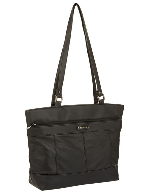 Milano Leather & PU Trims Tote Bag, Black product photo View 02 L