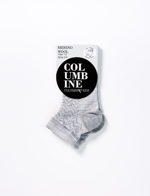 Columbine Merino Wool Blend Zig Zag Crew Sock, Grey product photo View 02 L