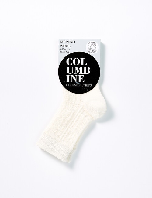 Columbine Merino Wool Blend Texture Crew Sock, Cream product photo View 02 L