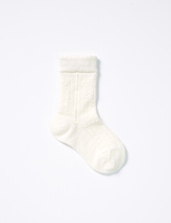 Columbine Merino Wool Blend Texture Crew Sock, Cream product photo