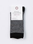 DS Socks Stripe Crew Merino-Cashmere Sock, Black & Grey Marle product photo View 02 S