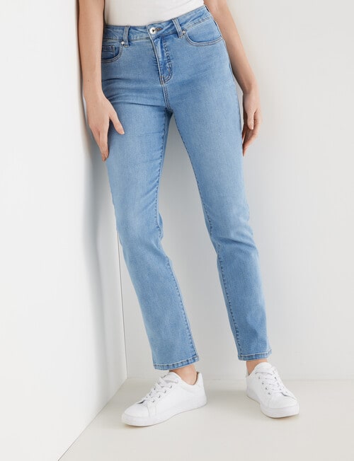 Denim Republic High Rise Straight Leg Short Length Jean, Blue Wash product photo