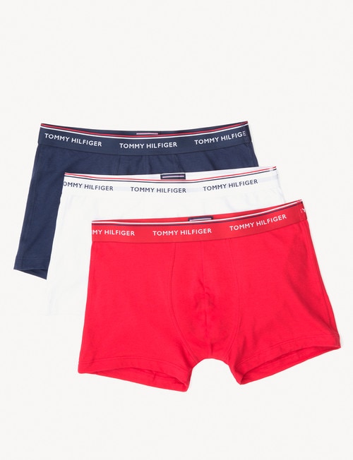 Tommy Hilfiger Stretch Cotton Trunk, 3-Pack, Red, White & Navy product photo View 03 L