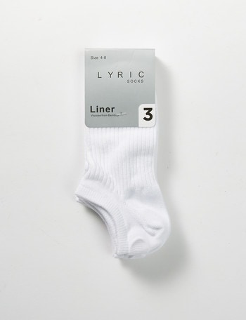 Lyric Liner Ankle Socks, White, 3-Pack product photo