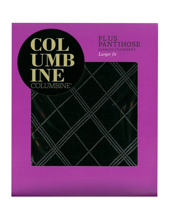 Columbine Plus Argyle Pantyhose, Black product photo