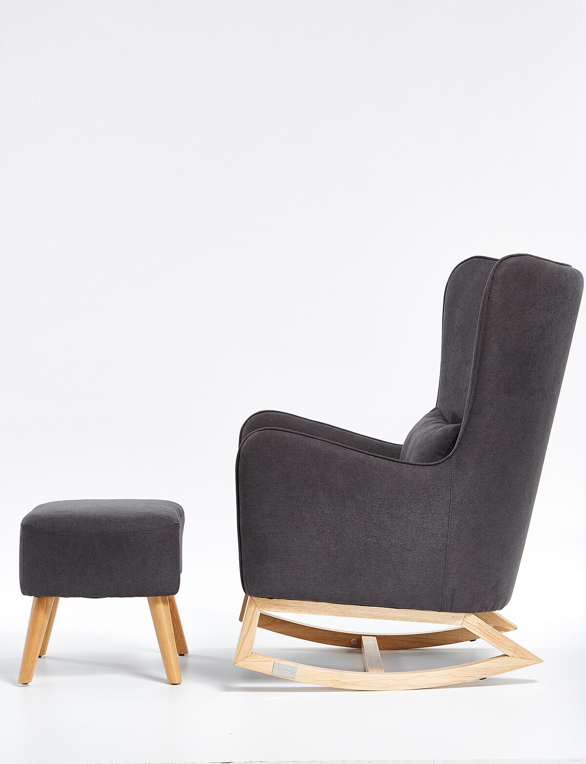 Babyhood Venice Rocking Chair & Ottoman, Charcoal Grey Nursery Furniture