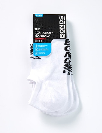 Bonds X-Temp No Show Sock, 3-Pack, White product photo
