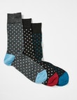 Harlequin Merino Wool Sock, 3-Pack, Grey & Black product photo View 02 S