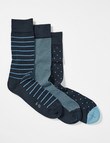 Harlequin Cotton Cushion Foot Sock, 3-Pack, Navy product photo View 02 S
