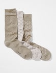 Harlequin Cotton Cushion Foot Sock, 3-Pack, Taupe product photo View 02 S