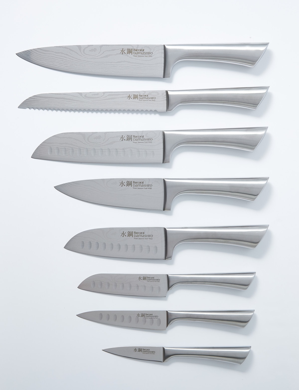 Baccarat Damashiro Knives & Knife Bock, Set of 9 Utensils & Knives