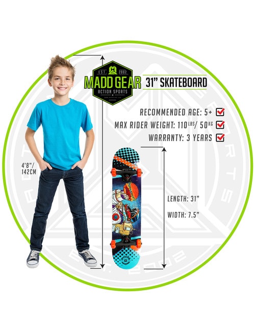 MADD 31" Wooden Skateboard, Assorted product photo View 07 L