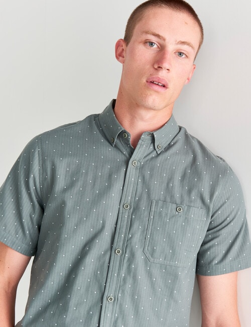 Tarnish Layer Dotted Short Sleeve Shirt, Khaki product photo View 04 L