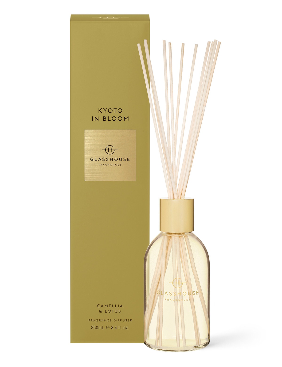 Glasshouse Fragrances Kyoto In Bloom Diffuser Set, 250ml Candles