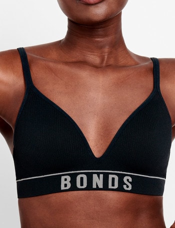 Bonds Retro Rib Wirefree Tee Bra, Black product photo
