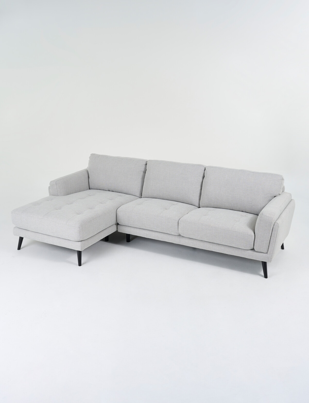 LUCA Furniture Hendrix Fabric 2.5 Seater Sofa with Left Hand Chaise, Silver