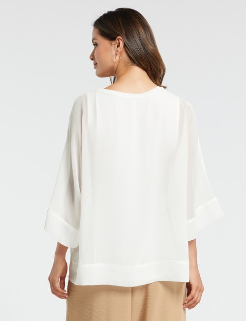 Whistle 3/4 Sleeve Overlay Top, Ivory product photo View 02 L