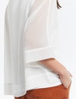 Whistle 3/4 Sleeve Overlay Top, Ivory product photo View 04 S
