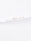 Earsense Large Imitation Gold Ball, CZ & Faux Pearl Stud Earring Trio product photo View 02 S