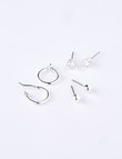 Earsense Imitation Silver Ball, CZ & 15mm Hoop Earring Trio product photo