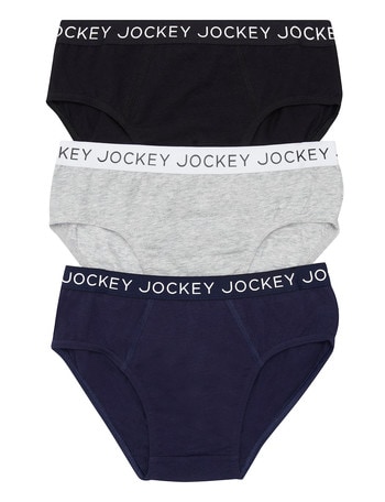 Jockey Brief, 3-Pack, Grey, Navy & Black, 3-16 product photo