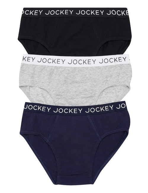Jockey Brief, 3-Pack, Grey, Navy & Black, 3-16 product photo