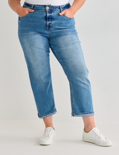 Denim Republic Curve Mom Jean, Mid Wash Blue product photo