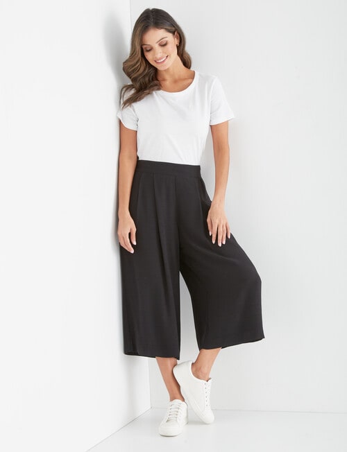 Whistle Viscose Shorter-Length Culotte, Black product photo View 03 L