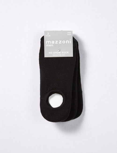 Mazzoni No Show Socks, 3-Pack, Black product photo View 02 L