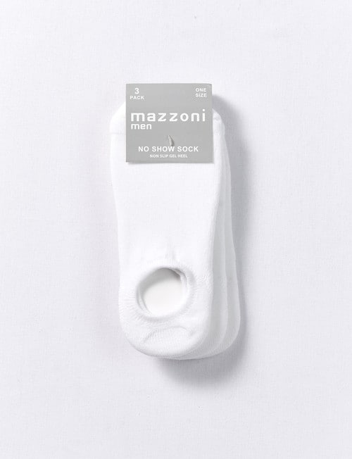Mazzoni No Show Socks, 3-Pack, White product photo View 02 L