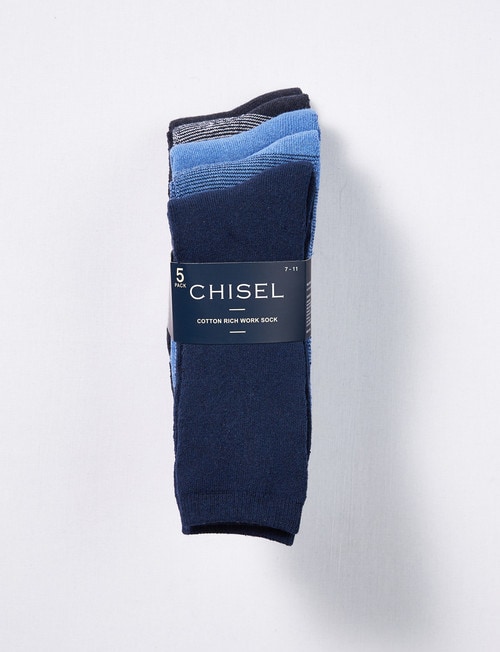 Chisel Terry Work Sock, Stripes, 5-Pack product photo View 02 L