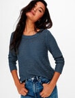 ONLY Geena XO Long-Sleeve Knit Pullover, Vintage Indigo product photo
