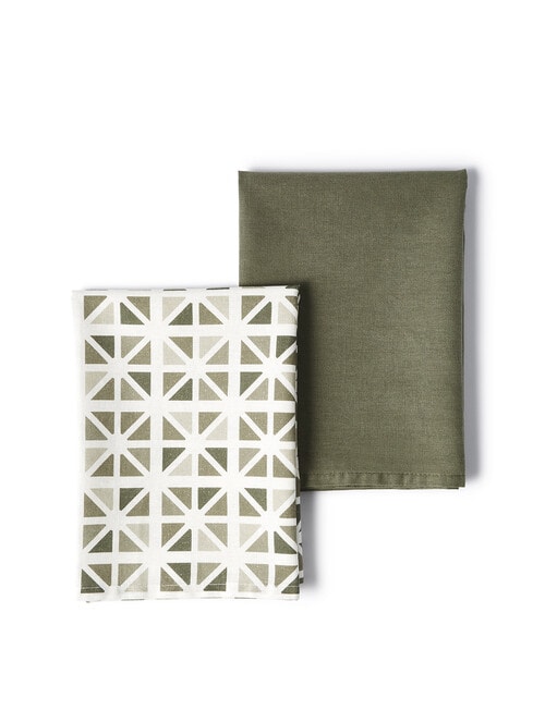 Capital Kitchen Geometric Tea Towel, Green, Set of 2 product photo