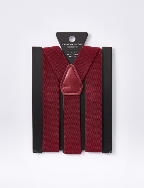 Laidlaw + Leeds Plain Braces, Burgundy product photo