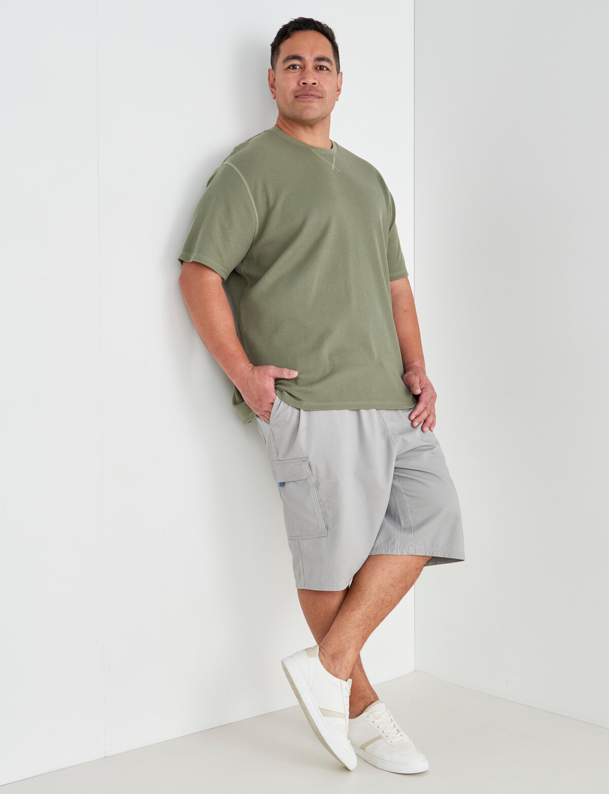 Tarnish King Size Short Sleeve Waffle Tee, Khaki Tshirts, Singlets