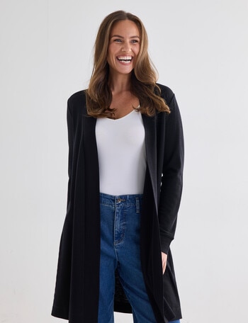 North South Merino Longline Cardigan, Black product photo