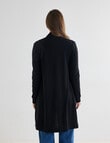 North South Merino Longline Cardigan, Black product photo View 02 S