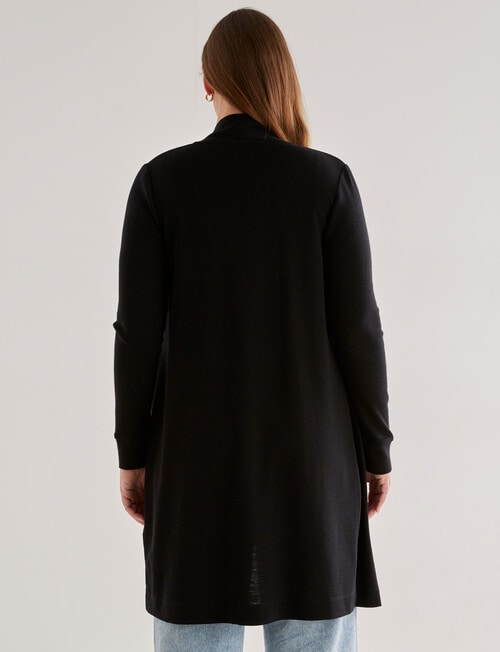 North South Merino Longline Cardigan, Black product photo View 02 L
