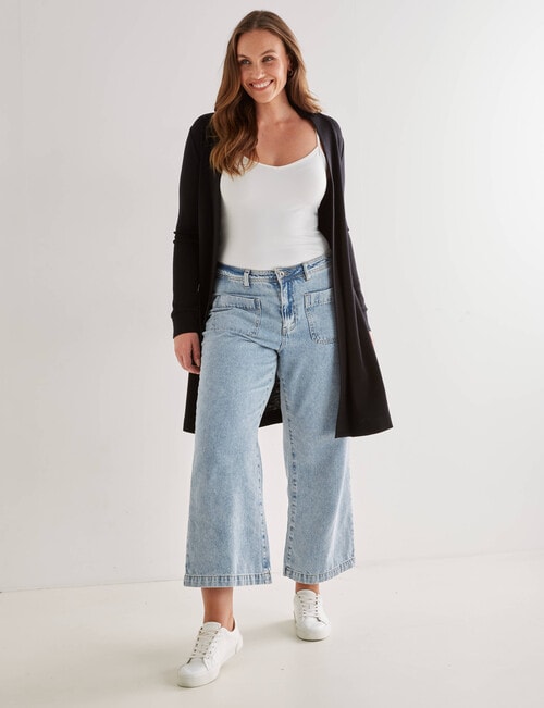 North South Merino Longline Cardigan, Black product photo View 03 L