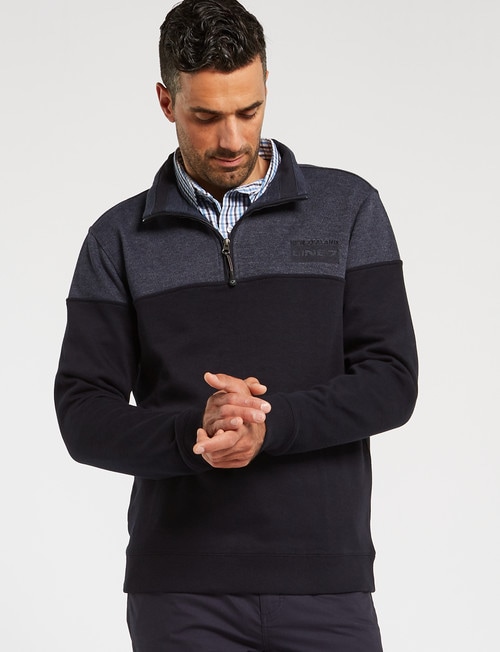 Line 7 Chriss Colour-Block 1/4 Zip Fleece Top, Blue Marle product photo