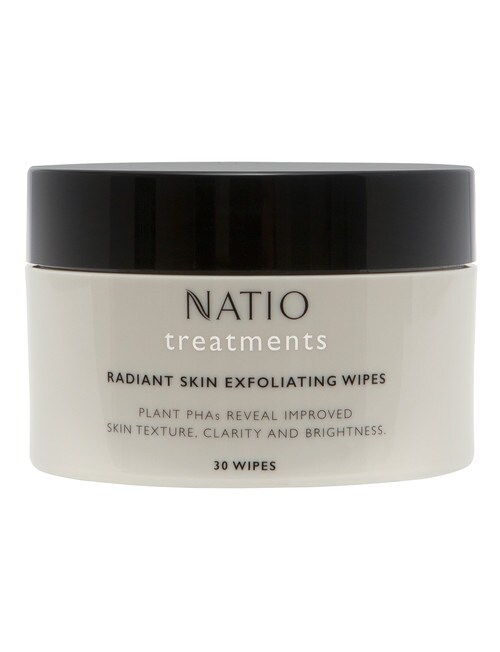 Natio Treatments Radiant Skin Exfoliating Wipes, Setof30 Exfoliators