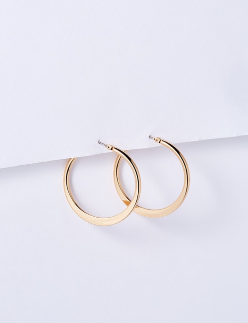 Earsense 35mm Flat Edge Click Hoop Earrings, Imitation Gold product photo View 02 L